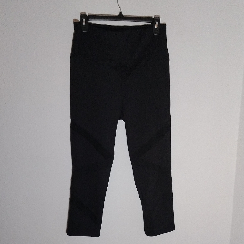 Black Leggings with Sheer Sections Size L